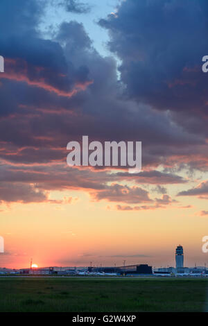 Vienna Airport : Tower , terminal and aircrafts, Austria, Vienna, Wien Stock Photo