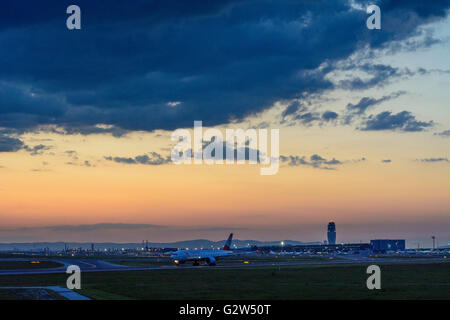 Vienna Airport : Tower , terminal and aircrafts, Austria, Vienna, Wien Stock Photo