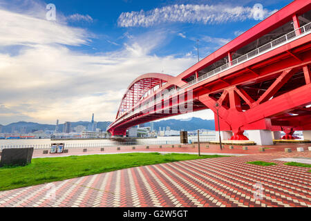Port Island, Kobe, Japan skyline. Stock Photo