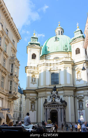 church St. Peter and Fiaker (carriage), Austria, Vienna, Wien Stock Photo