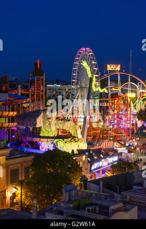 Prater amusement park with rides, Austria, Vienna, Wien Stock Photo