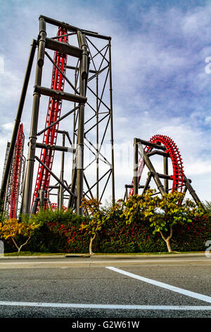 The X2 Roller Coaster at Six Flags Magic Mountain in Santa Clarita California Stock Photo