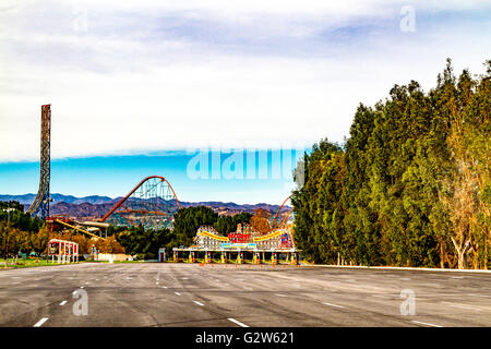 The entrance to Six Flags Magic Mountain in Santa Clarita California Stock Photo