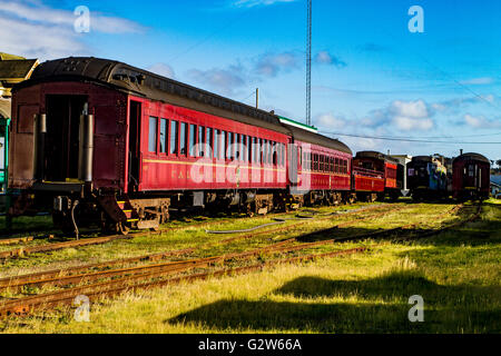 The Skunk Train in Fort Bragg California found along scenic Highway 1 on the north coast Stock Photo