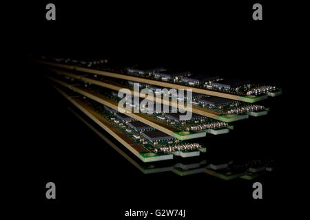 Electronic collection - computer random access memory (RAM) modules on the black background Stock Photo