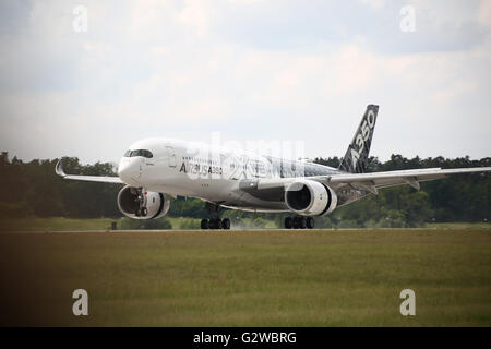 Berlin, Germany, 2nd June, 2016: Airbus presents latest aircraft A350X at Berlin Air Show 2016. Credit:  Jake Ratz/Alamy Live News