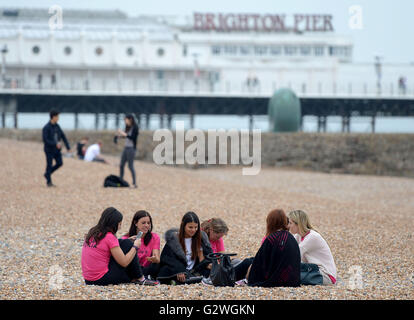 Brighton, UK. 04th June, 2016. People flock to Brighton for what is expected the first day of a warm spell of weather. Experts predict a long hot Summer is due. 4th June 2016. Credit:  MARTIN DALTON/Alamy Live News Stock Photo