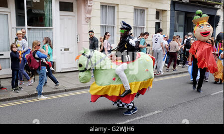 Brighton UK 4th June 2016 - Thousands of people flock to the Kemptown Carnival in Brighton which is one of the largest community events in the city with live bands and dancers performing on 6 stages throughout the afternoon Credit:  Simon Dack/Alamy Live News Stock Photo