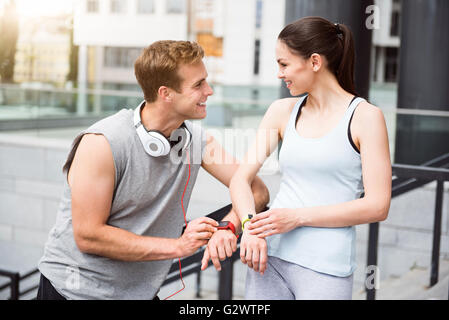 Man and woman looking at each other Stock Photo