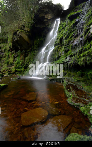 Middle Black Clough Waterfall at the head of the Longdendale Valley in the Peak District of Derbyshire, England. Stock Photo