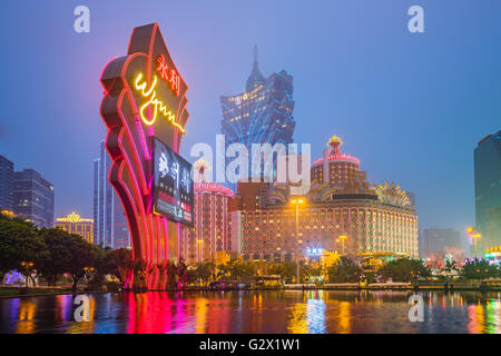 Macau, China - March 12, 2016: Buildings of Macau Casino on March 12, 2016, Gambling tourism is Macau's biggest source of revenu Stock Photo