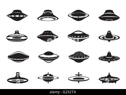 Different flying saucers - vector illustration Stock Vector
