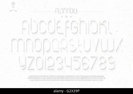 set of round thin line style alphabet letters and numbers on white background. vector font type design. modern commercial letter Stock Vector
