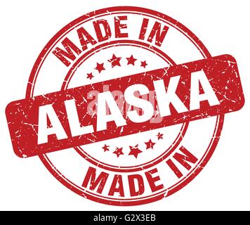 made in Alaska red grunge round stamp Stock Vector