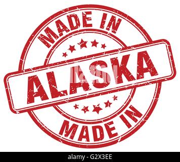 made in Alaska red grunge round stamp Stock Vector