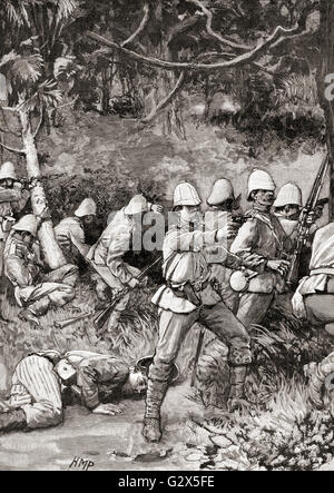 The British army entering Coomassie, aka Comassie or Kumasi,  during the Third Anglo-Ashanti War in 1873. Stock Photo