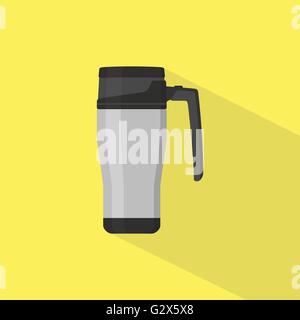 metal glass to store warm water single isolated object and flat style vector graphic Stock Vector
