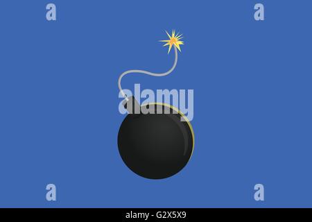 black bomb single isolated with blue background vector graphic Stock Vector