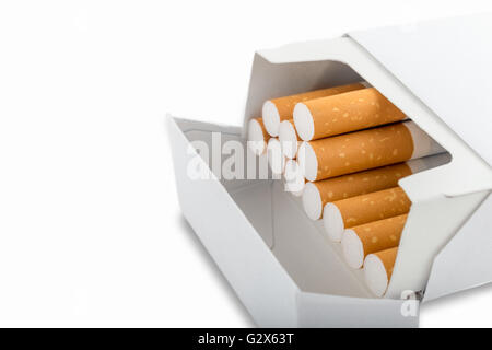 Side view of a pack of cigarettes - Plain tobacco packaging Stock Photo