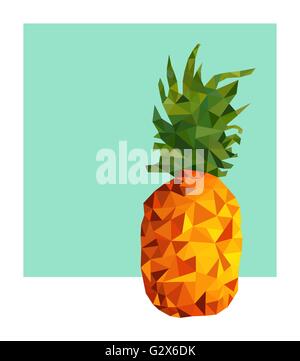Colorful summer concept illustration of pineapple fruit design in modern low poly style with geometric triangle shapes. EPS10 Stock Vector