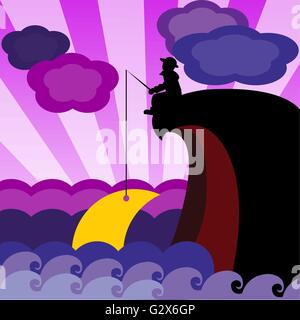 Moon fishing Stock Vector