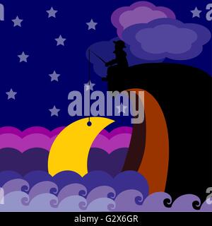 Moon fishing Stock Vector