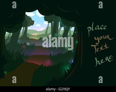 Forest trail background Stock Vector