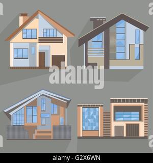 Store shop business buildings flat line icon set isolated vector ...