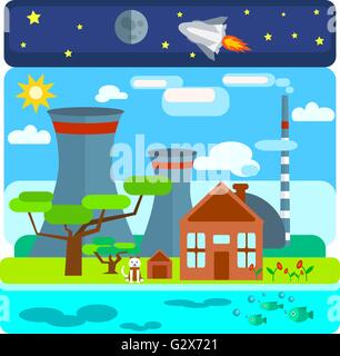 Atomic power station Stock Vector