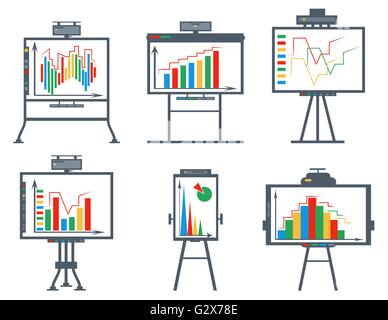Set business chart, board, circles, lines, squares Stock Vector