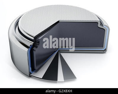 Layers of a button cell. Cross section 3D illustration Stock Photo - Alamy
