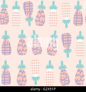 Cute gentle pineapple seamless pattern and seamless pattern in swatch menu, vector illustration Stock Vector