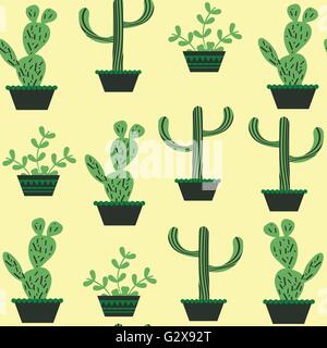 Nature  funny floral  cactus seamless pattern and seamless pattern in swatch menu, vector illustration. Cute texture and image Stock Vector