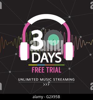 30 Days Free Trial Unlimited Music Streaming  Illustration Stock Vector