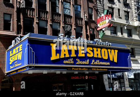 New York City  Marquee of the Ed Sullivan Theatre home to the former Late Night with David Letterman show Stock Photo