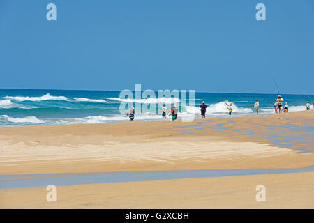 Fishermen on the beach, Great Sandy National Park, Fraser Island, Queensland, Australia Stock Photo