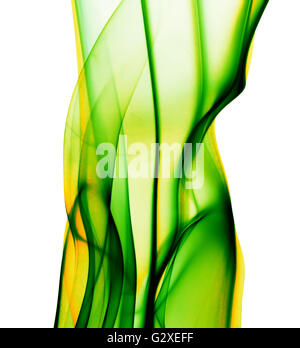 green and yellow smoke lines on the white background. Stock Photo