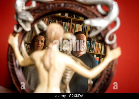 Crime novelist Peter James and his wife Lara at home in Sussex. Stock Photo