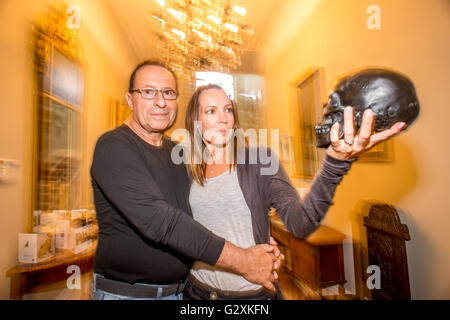 Crime novelist Peter James and his wife Lara at home in Sussex. Stock Photo