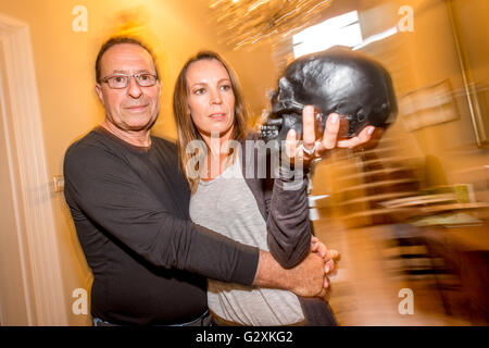 Crime novelist Peter James and his wife Lara at home in Sussex. Stock Photo