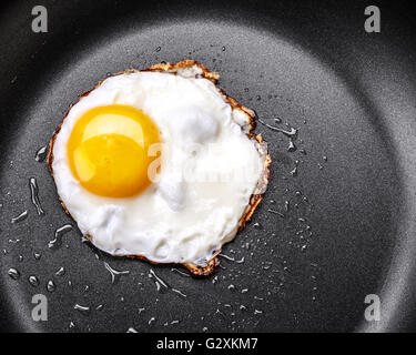 Fried one egg in a frying pan Stock Photo