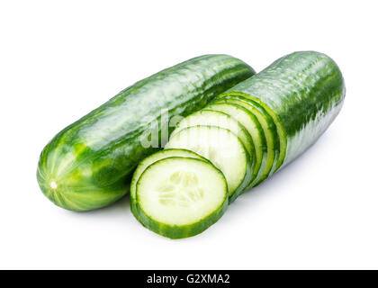 cucumber sliced isolated on white background clipping path Stock Photo