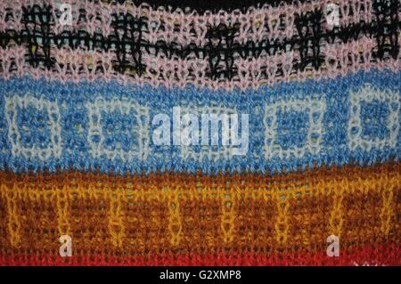 Background texture of colorful woolen knitted pattern Stock Photo