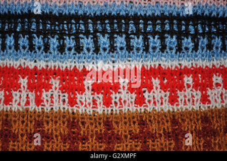 Background texture of colorful woolen knitted pattern Stock Photo