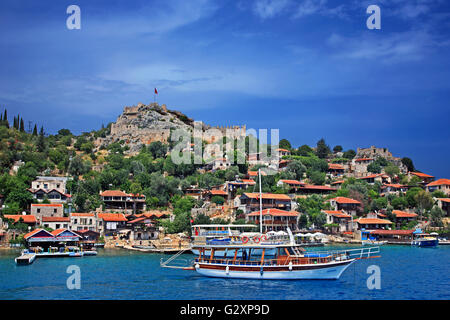 Kalekoy (Ancient Simena), Kekova, Lycia, Antalya province, Turkey. Stock Photo