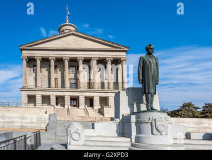 Statue of Edward Ward Carmack on the steps of the Tennessee state capitol building in downtown Nashville, Tennessee Stock Photo