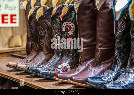 Large variety of cowboy boots for sale at boot store in downtown ...