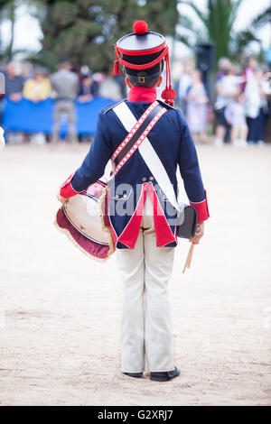 Badajoz, Spain - May 25, 2016: spanish troops during the Armed forces day. 6th Infantry Regiment Saboya period dressed Stock Photo