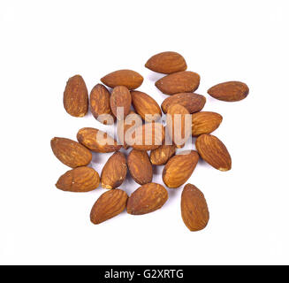Salted almond on white background Stock Photo