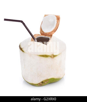 Coconut water drink on white background with clipping path Stock Photo